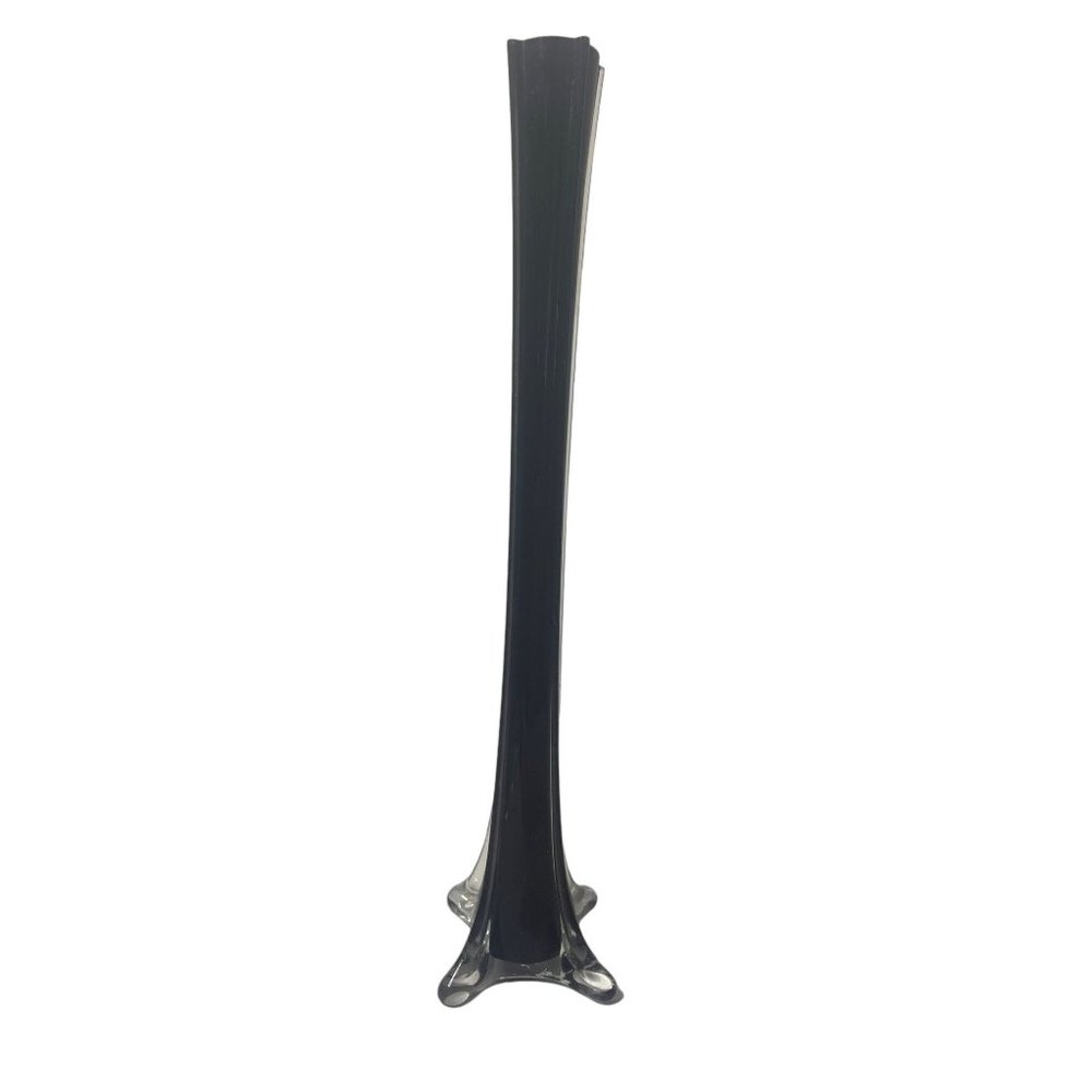 Black/Dark Purple Glass Eiffel Tower/Snowflake Vase 16 1/4"